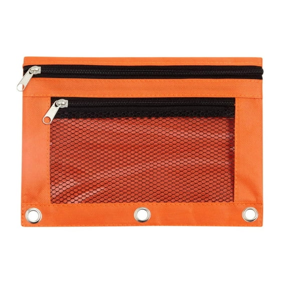 Jubipavy Zippered Pencil Case Office Product Pencil Pouch 3 Ring Zipper Pencil Pouches Case Binder Cosmetic Bag