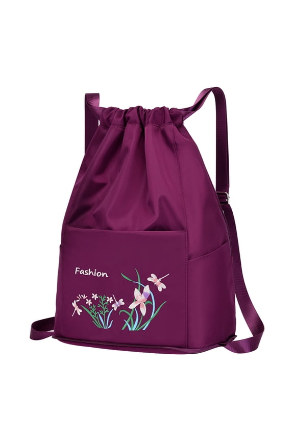 Foldable Drawstring Large Capacity Embroidered Backpack Drawstring Backpack For Women Travel Backpack Openning Season Sale