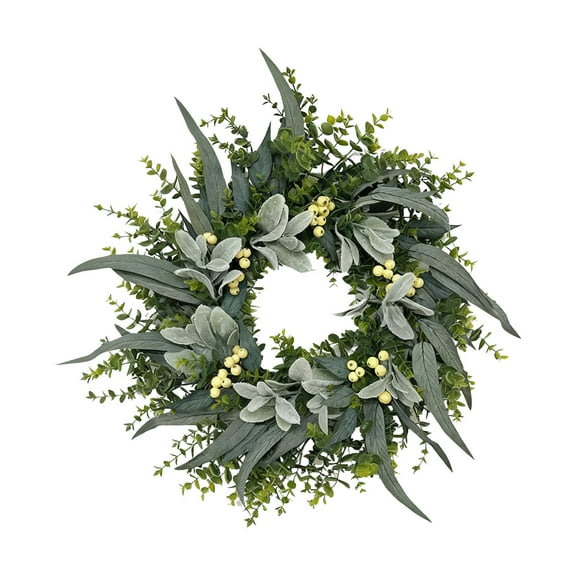 Jubipavy Garland Spring Olive Leaf Wreath Decoration With Ginkgo Green Leaves Door Hanging Wreath
