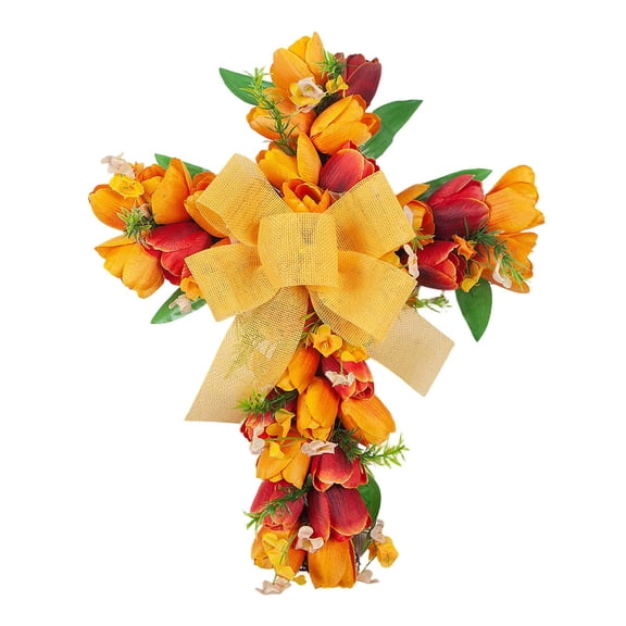 Jubipavy Garland Wall Arch Decor Door Decor Easter Wreath Wooden Frame Simulation Wreath Door Hanging Home Decoration Wreath