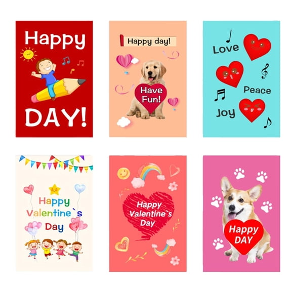 Jubipavy Greeting Cards 6 Pcs Set Valentine's Day Greeting Card Romantic Gratitude Friendship Card Baking Flower Small Greeting Card 6x4 Inch Valentine's Day Greeting Card