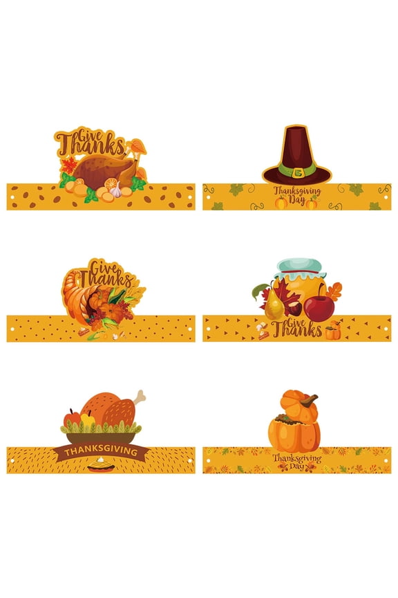 Hat Cap Fitted Hat Gorras 6Pcs Thanksgiving Theme Paper Hat Pumpkin Turkey Birthday Photo Prop Party Decoration Hat