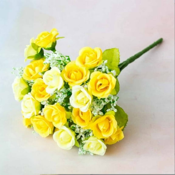 Jubipavy High-end Artificial Flower Rose Single 7 Branch with 21 Heads Home Decoration Plastic Flowers
