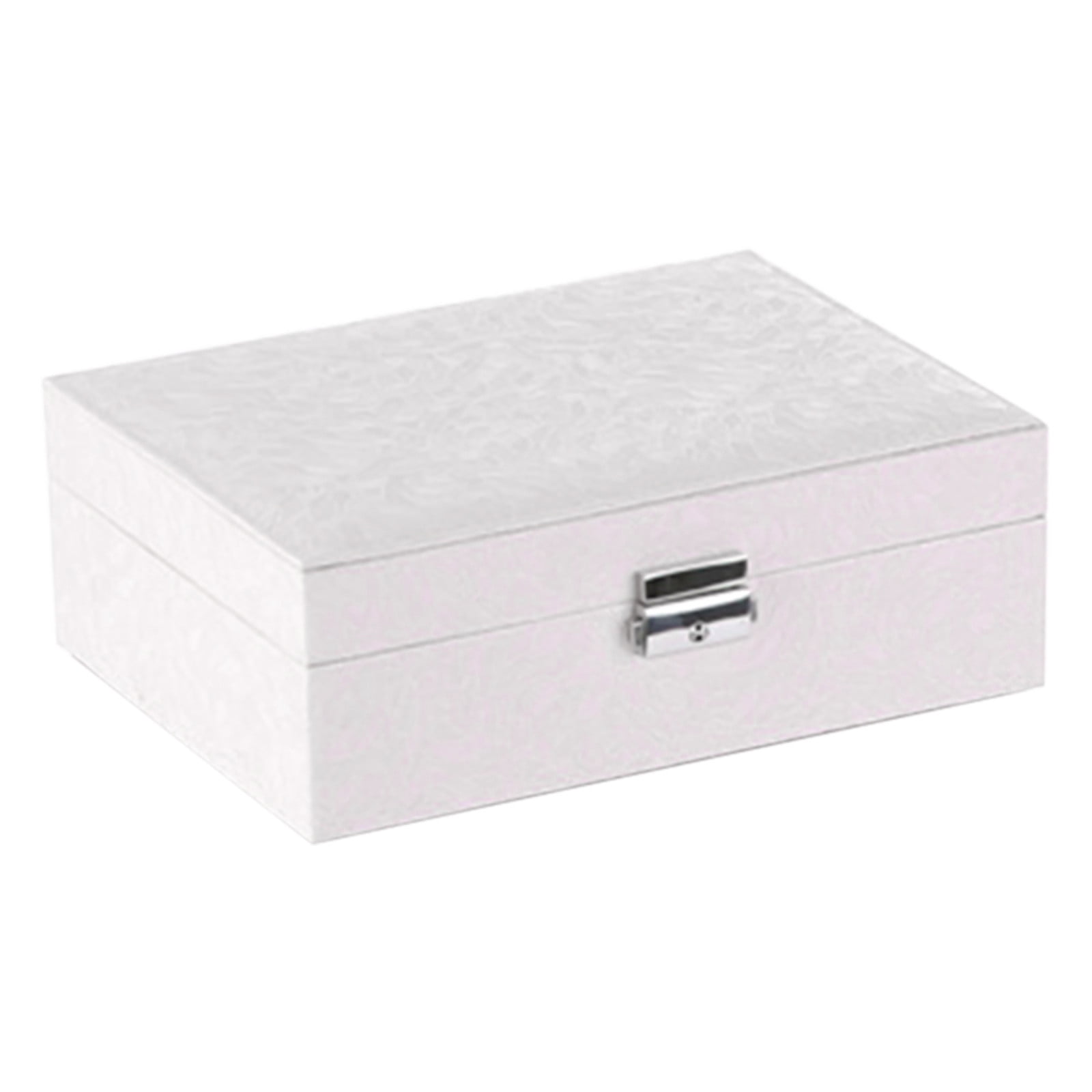 Jubipavy Jewelry Box With Lock Jewelry Organizer Storage Case With 2-Layers Display For Earrings Bracelets Rings Watches