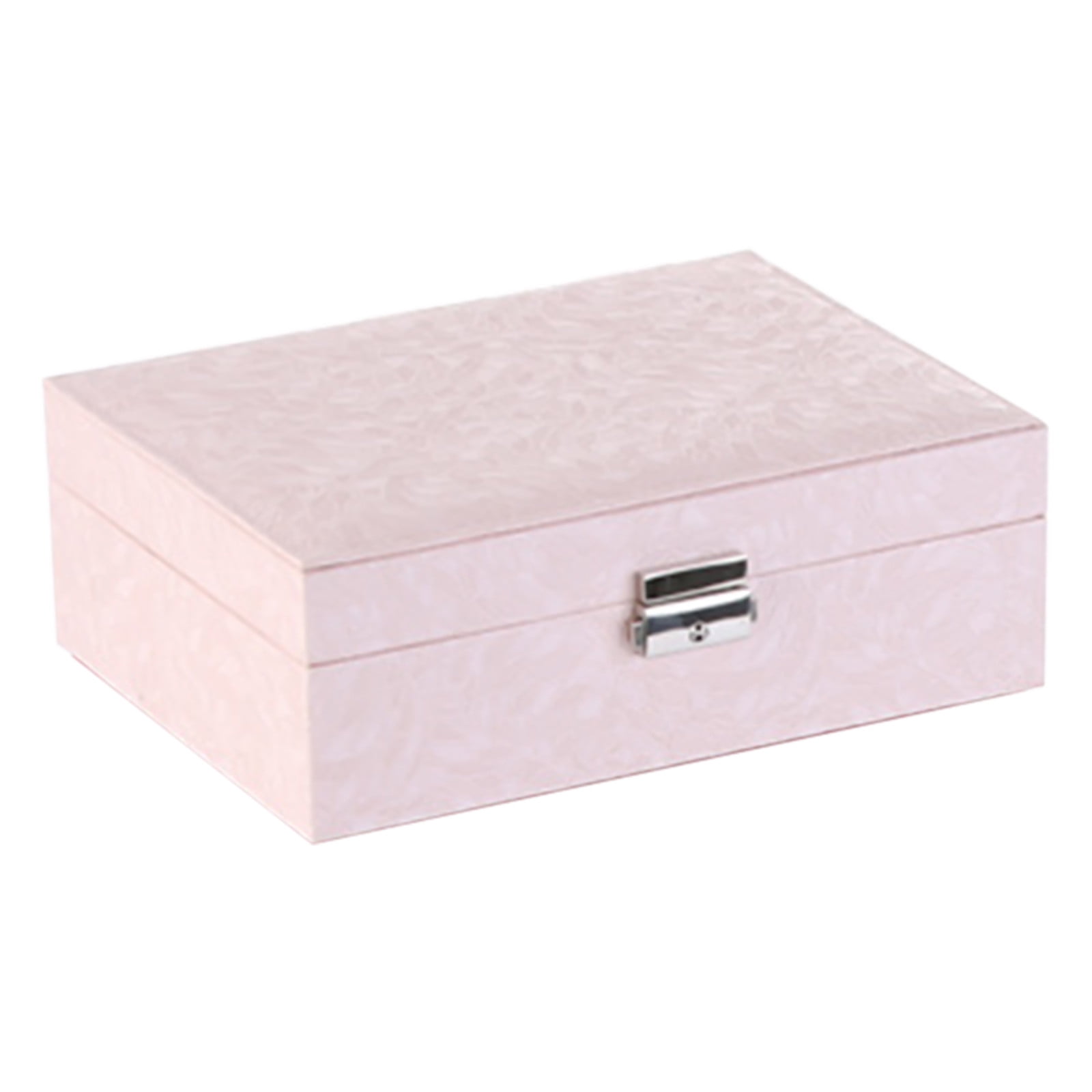 Jubipavy Jewelry Box With Lock Jewelry Organizer Storage Case With 2-Layers Display For Earrings Bracelets Rings Watches
