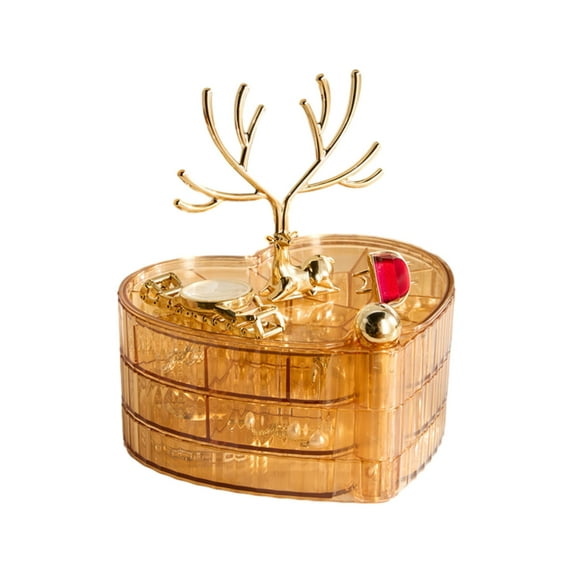 Jubipavy Jewelry Organizer Small Jewelry Storage Box For Women 3-Layer Rotating Jewelry Tray Case With Lid For Ring Necklace Earring Bracelet