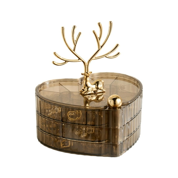 Jubipavy Jewelry Organizer Small Jewelry Storage Box For Women 3-Layer Rotating Jewelry Tray Case With Lid For Ring Necklace Earring Bracelet