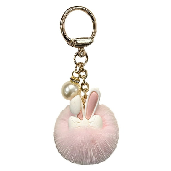 Jubipavy Keychain Accessories Cute Keychain Plain Color Bunny Keychain Bag Pendant Stuffed Toys Car Key Pendant Car Decoration Pendant Puffy Pendant