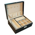 thumbnail image 1 of Jubipavy Leather Large Capacity Jewelry Box Earrings Necklace Jewelry Storage Box With Lock 2-Layers Display Jewelry Box, 1 of 9