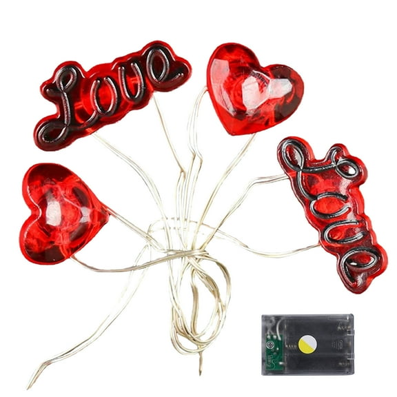 Jubipavy Led Lights Valentine's Day Love Rose Love Small Colourful Lights String Lights, 78 Inch 20LEDs String Lights Battery Box Model Christmas String Lights