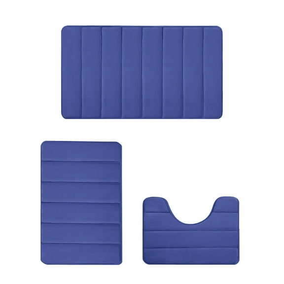 Jubipavy Memory Foam Bath Mat Set 3Pcs Bathroom Mats Soft Comfortable Water Absorption Non-Slip Thickened Machine Washable Mat