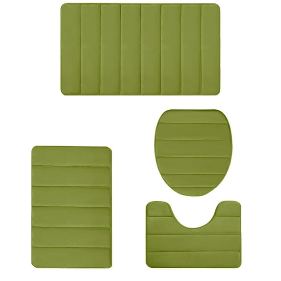 Jubipavy Memory Foam Bath Mat Set 4Pcs Bathroom Mats Soft Comfortable Water Absorption Non-Slip Thickened Machine Washable Mat