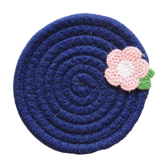 Jubipavy Minimalist Round Cotton Rope Woven Heat Resistant Coaster 4.7×4.7in, Water Absorbent Non-Slip Washable Braided Cup Mat for Dining Table Coffee Decor
