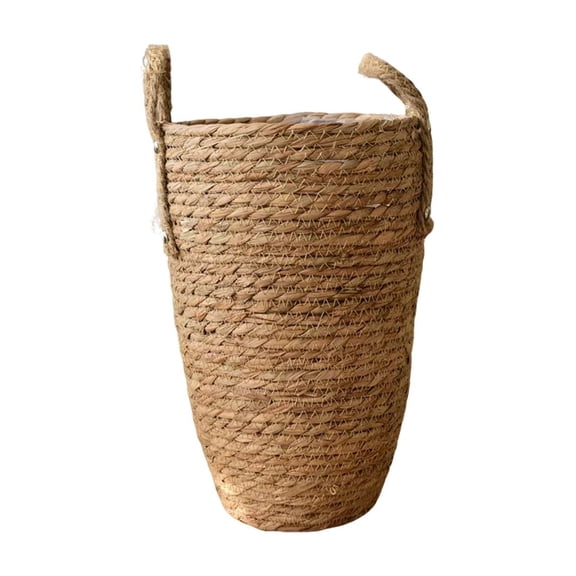 Jubipavy Natural Hand-Woven Straw Flower Basket, Tall Rustic Floral Storage Basket with Dual Handles