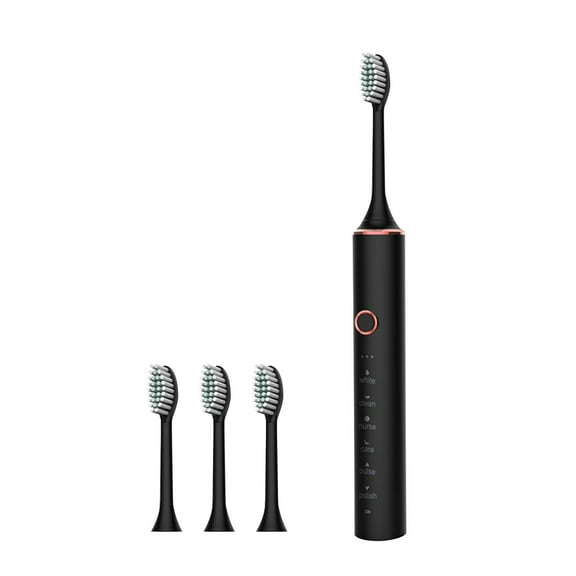 Jubipavy New Portable Electric Toothbrush with 4 Brush Heads Smart 6-Speed Timer Electric Toothbrush