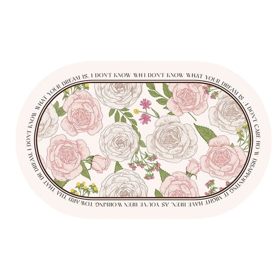 Jubipavy Oval Printed Rubber Heat Resistant Placemat 15.7×11.8in, Waterproof Oil-Proof Non-Slip Luxury Decorative Table Mat For Western Light Luxury Dining Decor