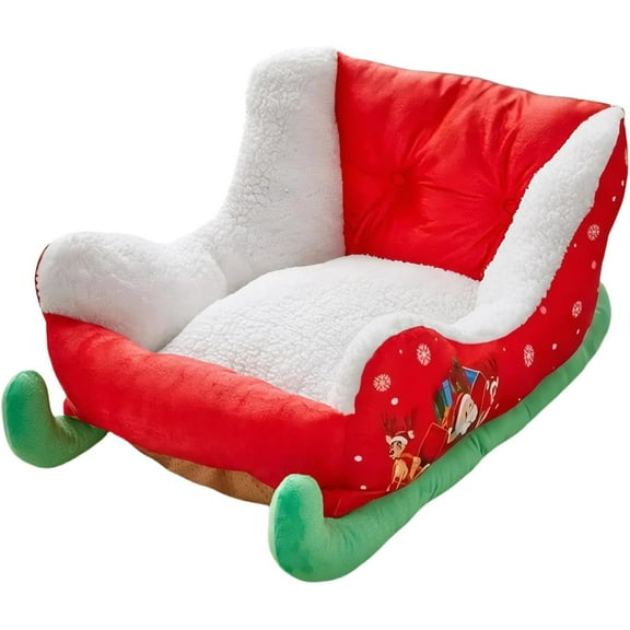 Jubipavy Pet Bed Bed For Cats Christmas Sleigh Dog Bed Festive Cozy Insulated Nests For Winter Holiday Puppy Animals Calming Sleeping Cats Cold Weather Nights Cozy Indoor