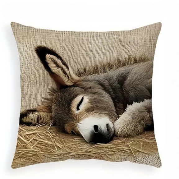 Jubipavy Pillows Cover 2D Flat-Printed Pillowcase With Adorable Sleepy Donkey Non-Embroidered Home Decor Pillow Cover