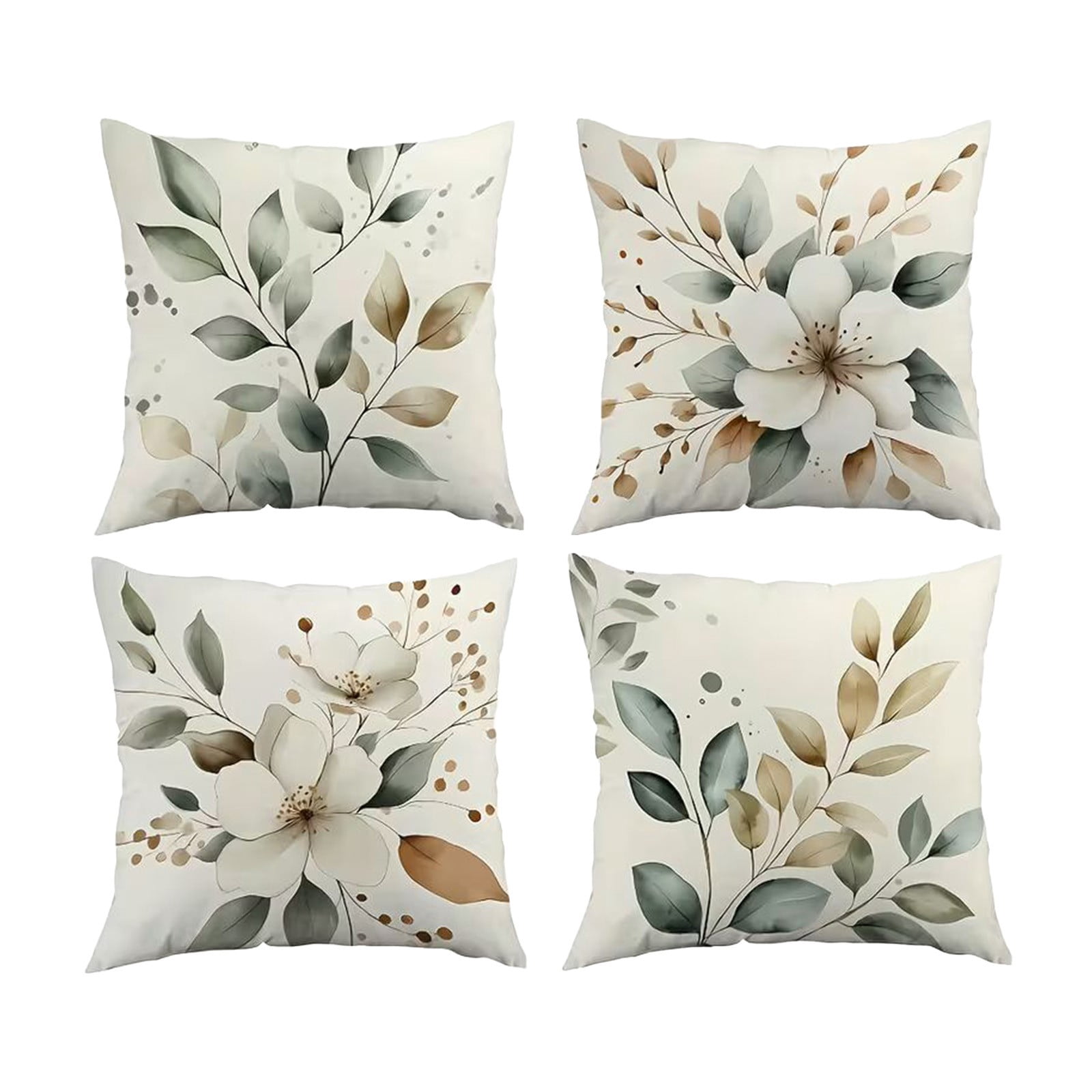 Jubipavy Pillows Cover 4 Pack Pillowcase Watercolor Flower Throw Pillow ...