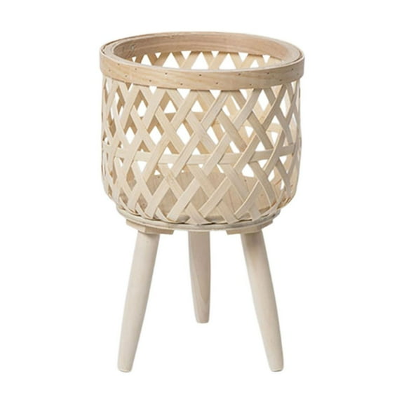 Jubipavy Plant Pots Wooden Woven Flower Pots Indoor Balconies Living Rooms Plants Potted Plants Wooden Weaving Wooden High Legged Floor Standing Flower Racks