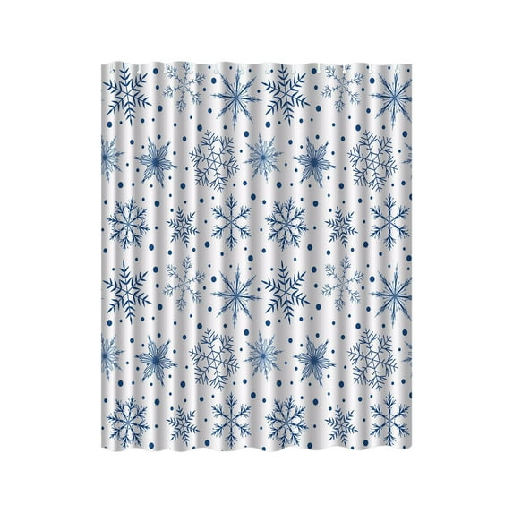 Jubipavy Christmas Shower Curtain,Water Proof,Holiday Season Backdrop with Snowflakes Design Print,Cloth Fabric Bathroom Decor,35.4"x70.8"