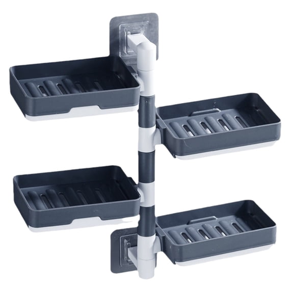 Jubipavy Shower Soap Holder Soap 4-Layer Self-Adhesive Soap Wall Mounted Rotatable Soap Box Storage For Bathroom Kitchen