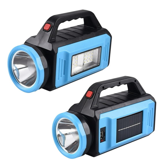 Jubipavy Solar Rechargeable Handheld Spotlight Flashlight Super Bright Flashlight with Side Light For Outdoor Emergencies Camping Fishing