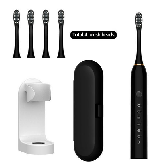 Jubipavy Sound Wave Rechargeable Electric Toothbrush for Adults and Kids Travel Toothbrush with 4 Brush Heads Travel Case Bracket 6 Modes Power Toothbrush