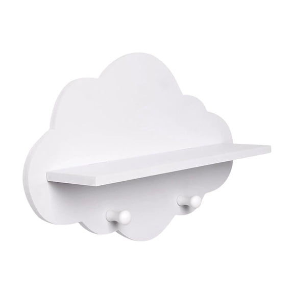 Jubipavy Storage Shelves Wooden Cloud Wall Hanging Decorative Shelf European-Style Multifunctional Storage Rack Children's And Girls' Room Coat Hook Rack Doll And Toy Display Stand