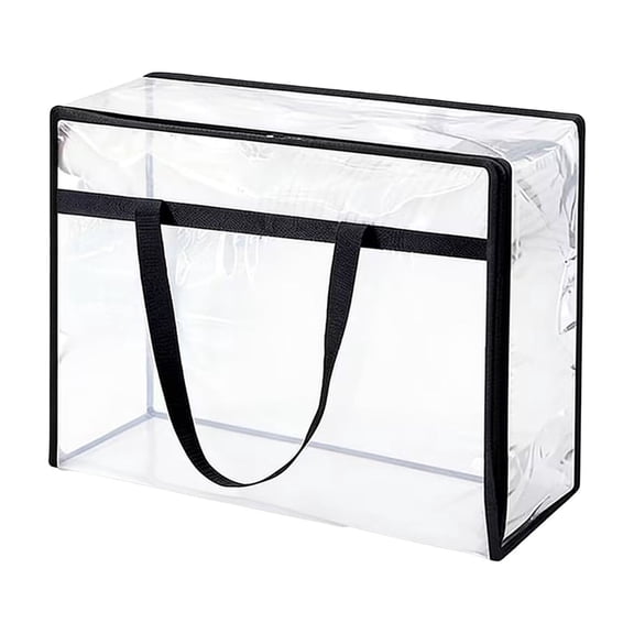 Jubipavy Transparent PVC Storage Bag, Large Capacity Organizer with Zipper & Handles for Clothes, Quilts & Moving, 3 Sizes Available
