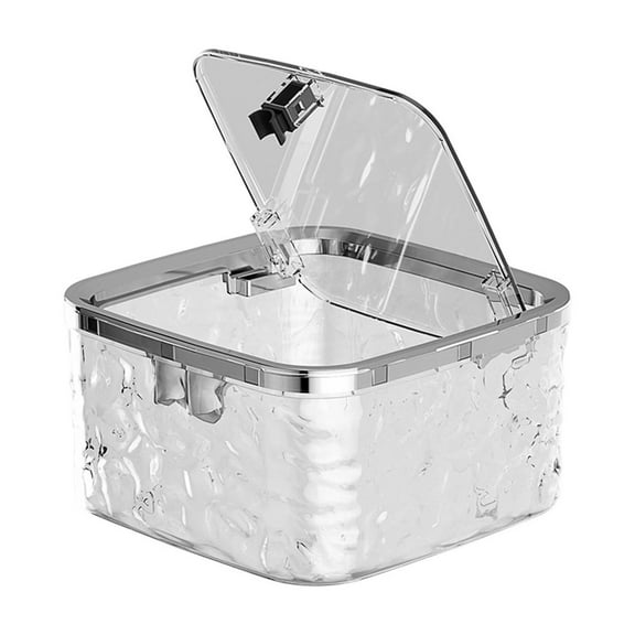Jubipavy Trash Can Water Ripples Desktop Trash Can Large Capacity Pops-up Lid Transparent Trash Can Multi-functional Lights Luxuries Desktop Sundries Storage Bins