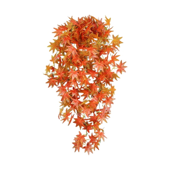 Jubipavy Vines for Decoration Thanksgiving Maple Leaf Tree Hanging Simulation Decoration Green Plant Wall Hanging Simulation 5 Pronged Maple Leaf Wall Hanging Rattan