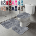 thumbnail image 1 of Jublupo 3Pcs Bathroom Rugs Sets Fluffy Plush Microfiber Non Slip Tie Dye U Shaped Contour Bath Mat Absorbent Washable Quick Dry Bathroom Mats, 1 of 7
