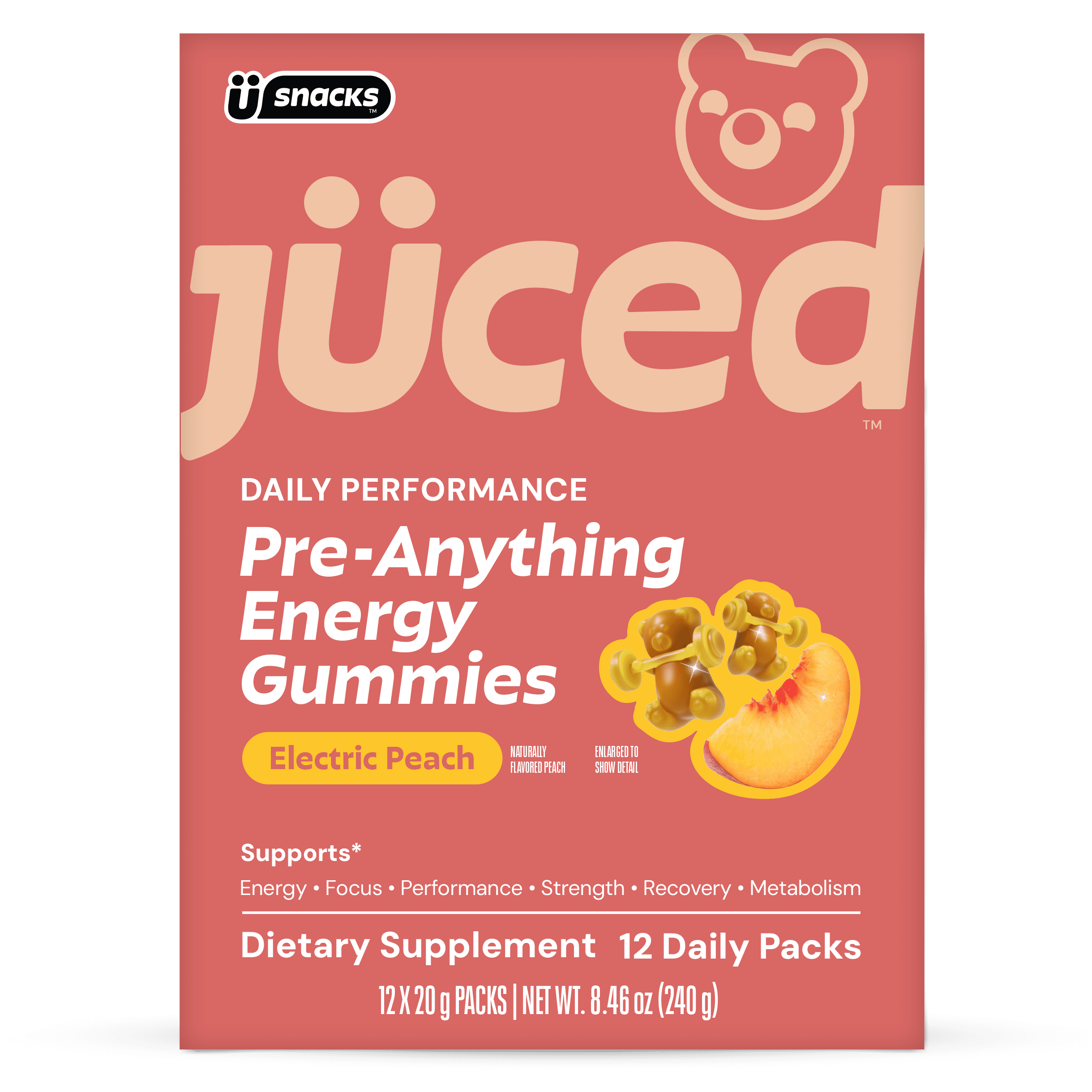 Juced by Gruns - Pre-Anything Gummies with 75mg of Caffeine - Supports Energy (12 Count)