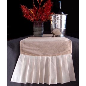 Burlap Fabrics Juco Runner with Juco Ruffle - 14 x 114 Inch Pleated Jute and Poly Cotton Runner