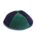 thumbnail image 1 of Judaica  4 Part Navy & Green Yarmulka with Rim, Size 2, 1 of 1