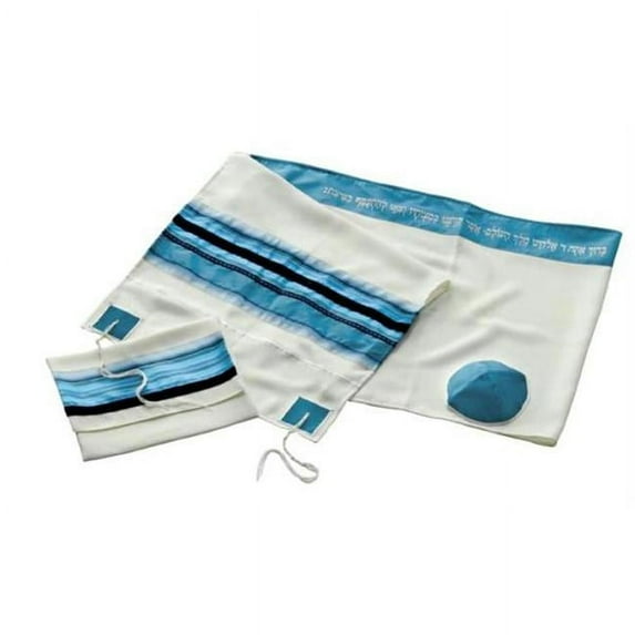 Judaica Kingdom GS-MT-T473-3 Modern Tallits for Men - Sky Blue Panels Tallit Printed Synthetic