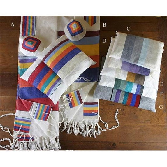 Judaica Kingdom GT-WT-RSP1-7 Gabrieli Hand Woven Wool Tallits - Gabrieli Wool Tallit Rainbow Strips - Pattern No. 1