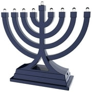 Zion Judaica Mini LED Hanukkah Menorah Battery or USB Operated - Multiple Light Settings On The Go Hanukkiah for Chanukah Decorations (Blue)