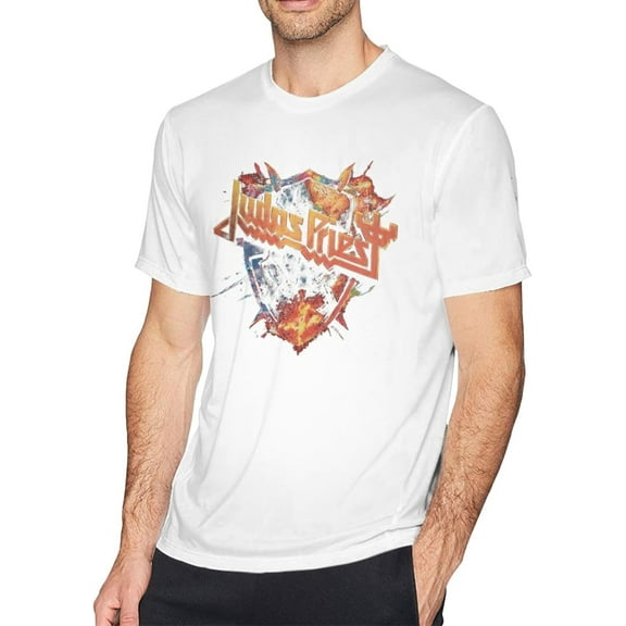 Judas Music Priest Men's Classic T-Shirt Short-Sleeve Cotton Unisex Graphic Crewneck Tee Shirt Black