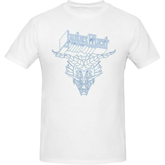 Judas Music Priest Men's Classic T-Shirt Short-Sleeve Cotton Unisex Graphic Crewneck Tee Shirt Black