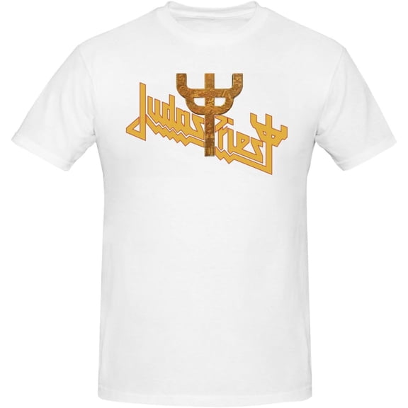Judas Music Priest Men's Classic T-Shirt Short-Sleeve Cotton Unisex Graphic Crewneck Tee Shirt Black