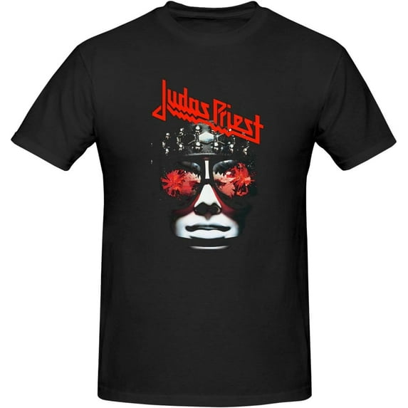Judas Music Priest Men's Classic T-Shirt Short-Sleeve Cotton Unisex Graphic Crewneck Tee Shirt Black
