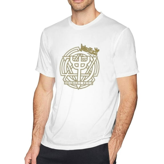 Judas Music Priest Men's Classic T-Shirt Short-Sleeve Cotton Unisex Graphic Crewneck Tee Shirt Black