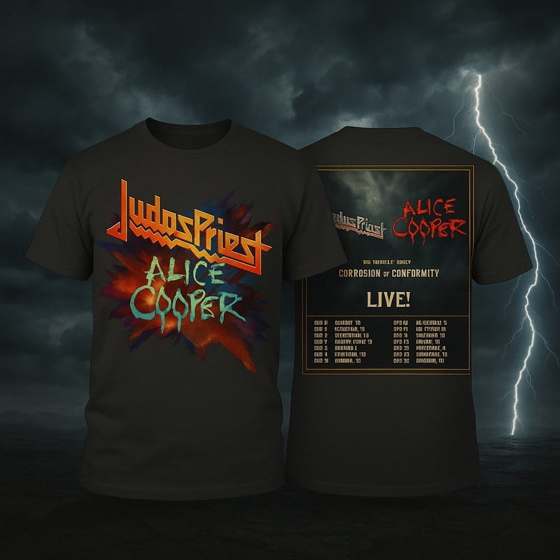 T-shirt Tournée Judas Priest & Alice Cooper 2025 - Personnalisable, Tailles S à 5XL