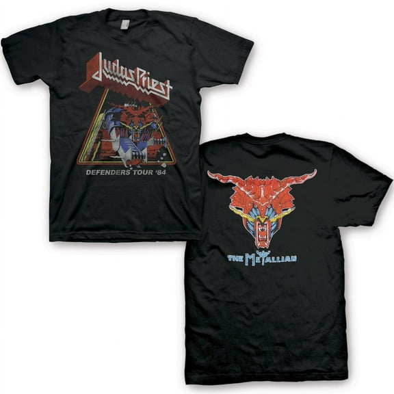 Judas Priest Men's Defenders Vintage Tour T-Shirt Black X-Large | Officially Licensed