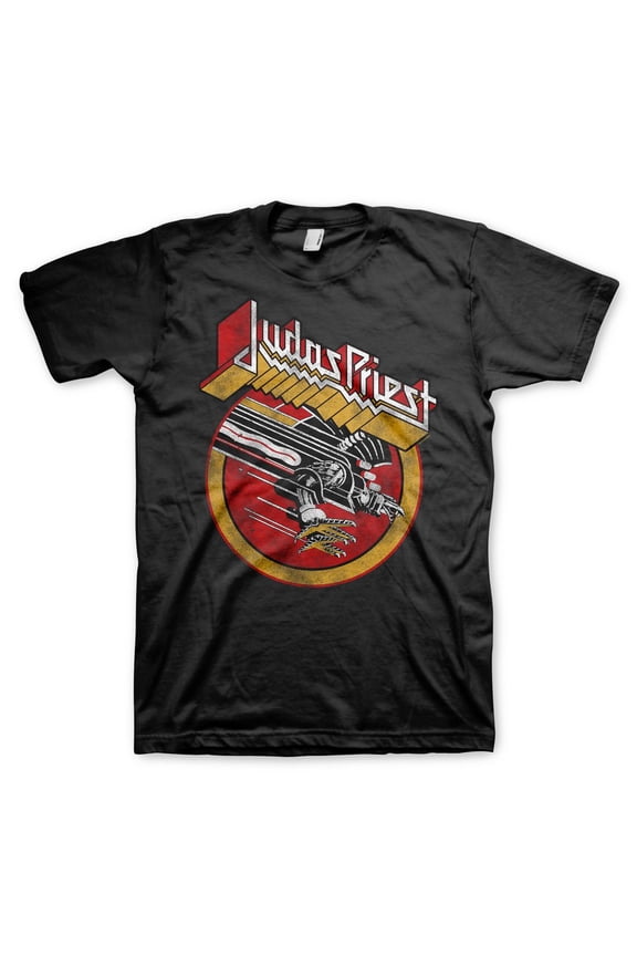 Judas Priest Men's Solid Circle Vintage Tour Logo T-Shirt Black Medium | Officially Licensed Merchandise