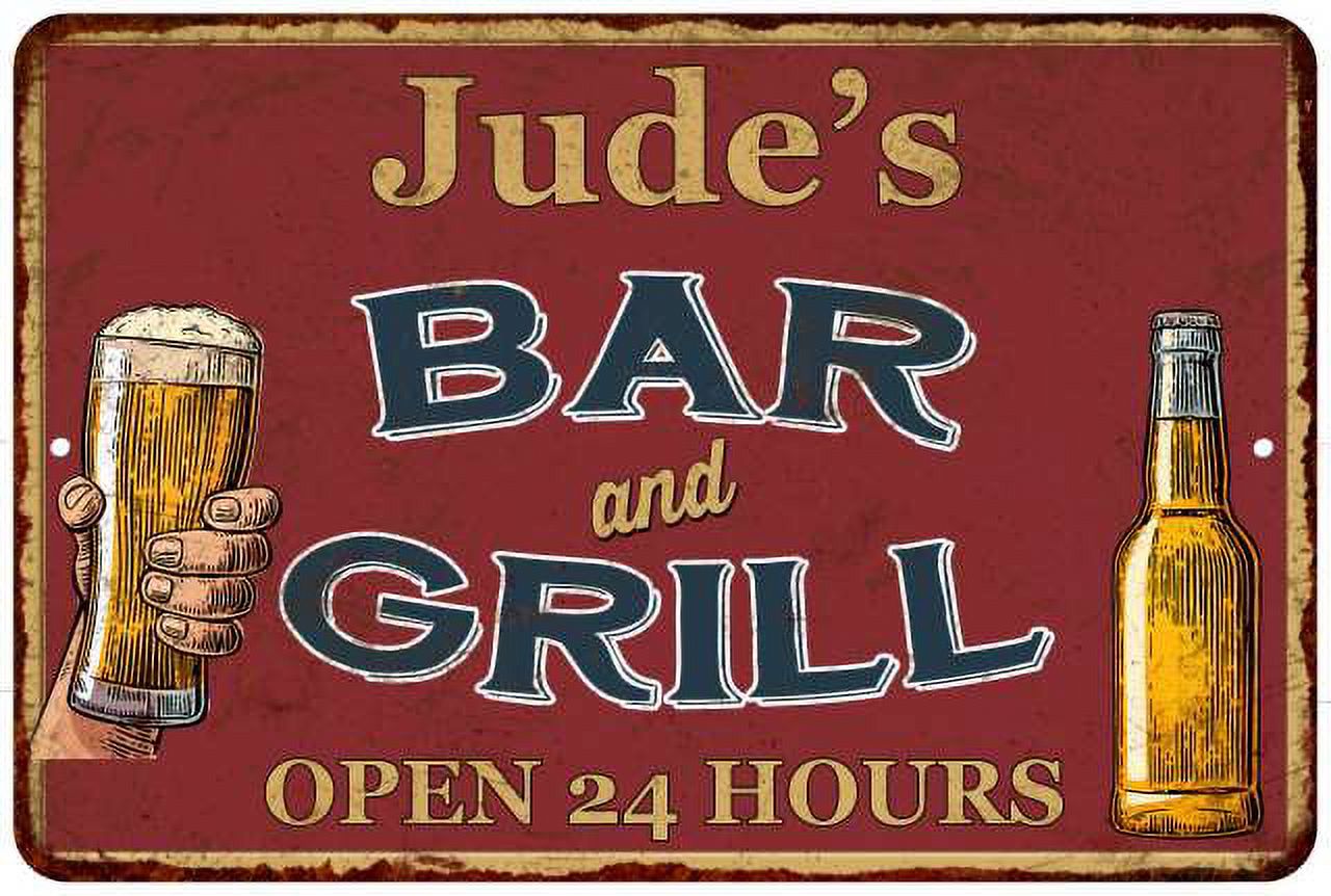 Jude's Red Bar and Grill Rustic Sign Decor 8x12 108120045124 - Walmart.com