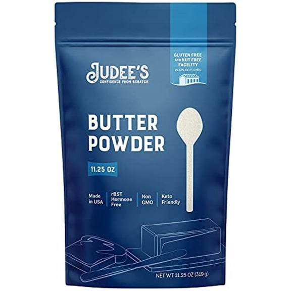 Judee's Butter Powder 11.25oz - 100% Non-GMO, Keto-Friendly, rBST Hormone-Free, Gluten-Free and Nut-Free - Baking Ready Ingredient - Make Butter Spread