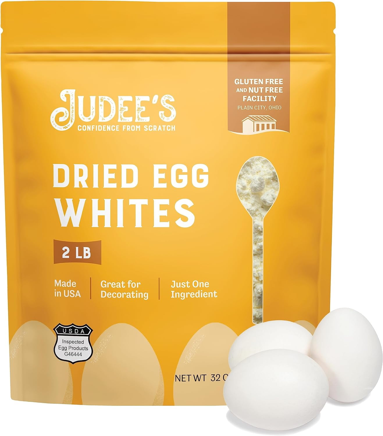 Judee’s Dried Egg White Protein Powder 2 lb - Pasteurized, USDA